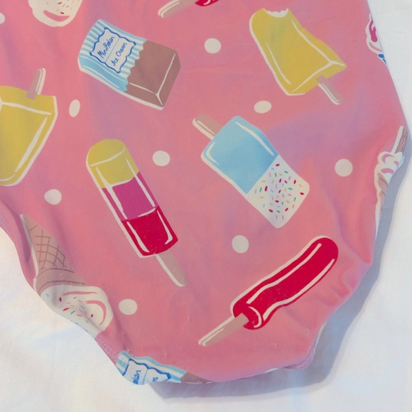Mini Boden One Piece Pink Ice Cream Cross Back Swimsuit - Picture 4 of 6